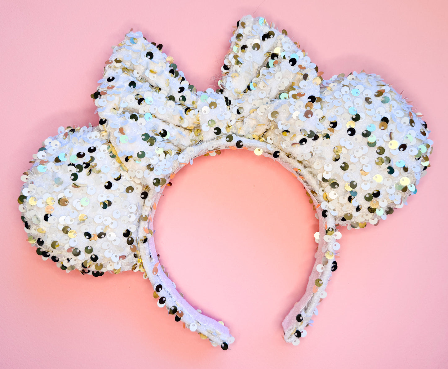 Small World Gold/White Sequin Minnie Ears
