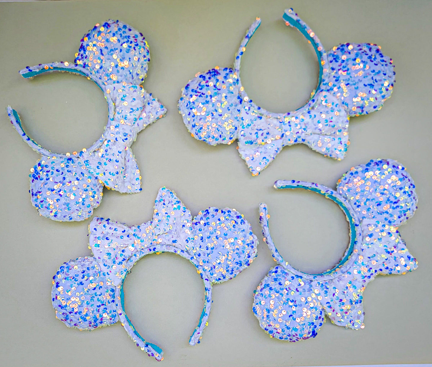 Ice Palace for One White Sequin Minnie Ears