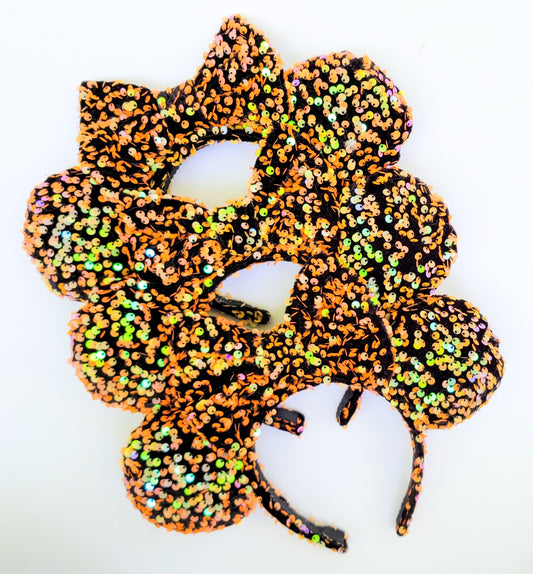 This is Halloween Orange/Black Sequin Inspired Minnie Ears
