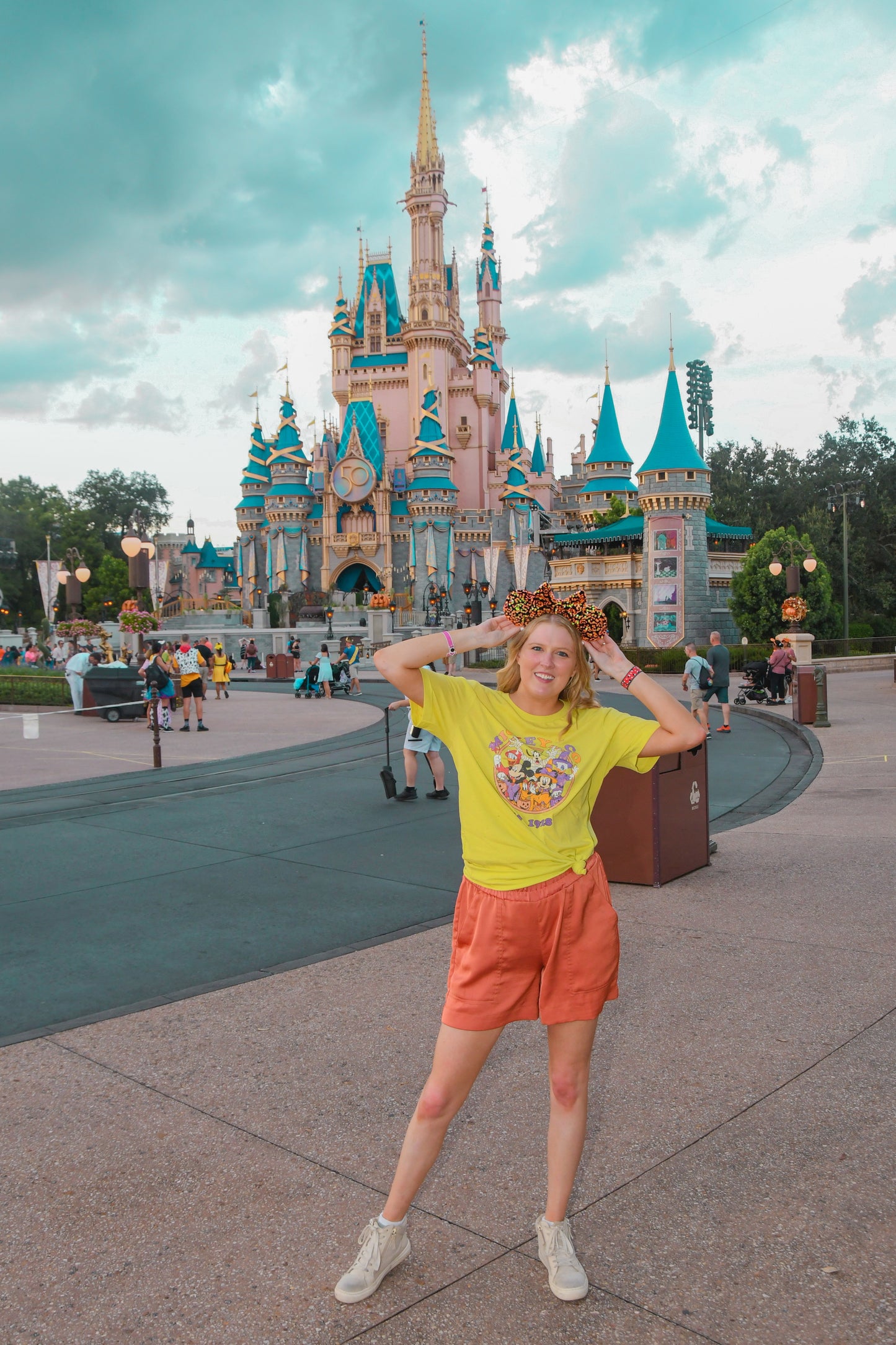 This is Halloween Orange/Black Sequin Inspired Minnie Ears