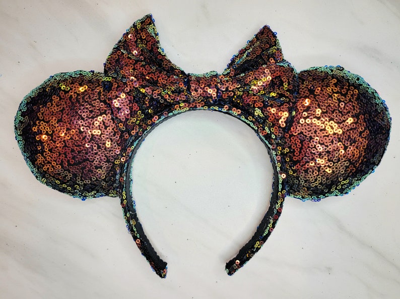 Be Brave Orange/Green Iridescent Sequin Minnie Ears