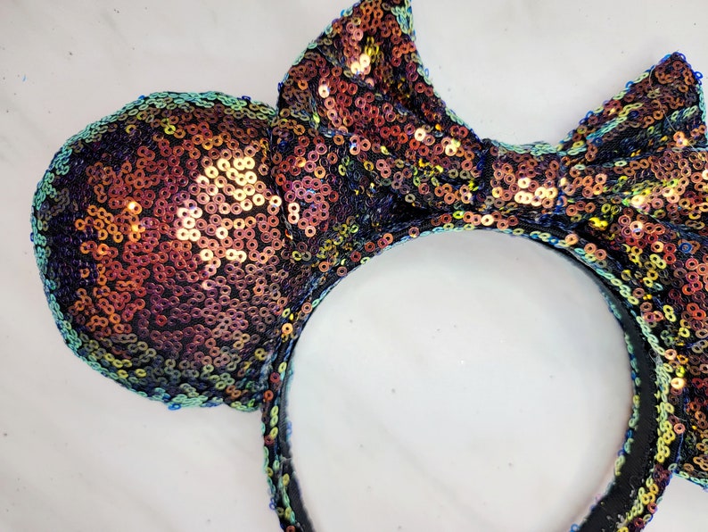 Be Brave Orange/Green Iridescent Sequin Minnie Ears