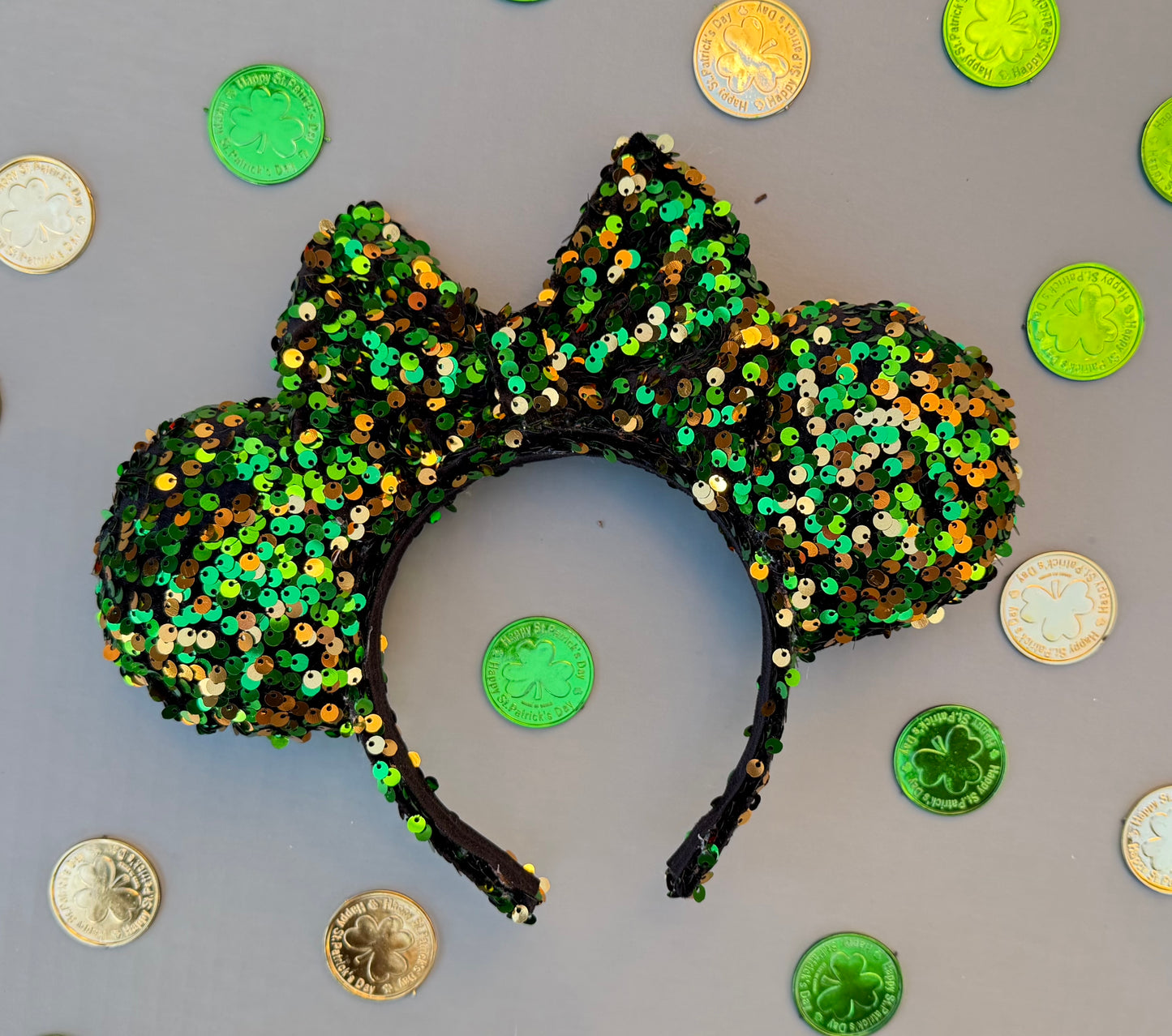 Feeling Lucky? Green & Gold Sequin Minnie Ears