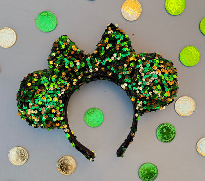 Feeling Lucky? Green & Gold Sequin Minnie Ears