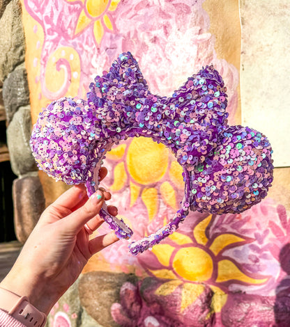 Flower Gleam & Glow - Purple/Pink Sequin Minnie Ears