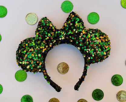 Feeling Lucky? Green & Gold Sequin Minnie Ears