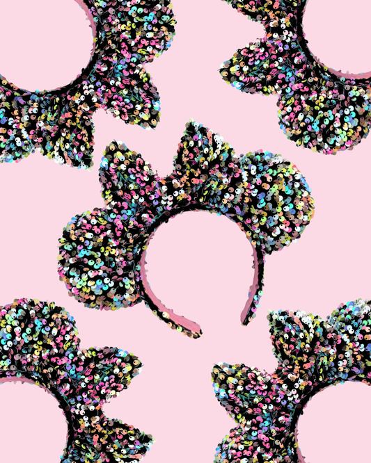 Electric Rainbow Sequin Inspired Minnie Ears