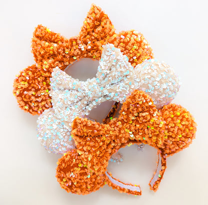 Pumpkin Spice Orange Sequin Minnie Ears