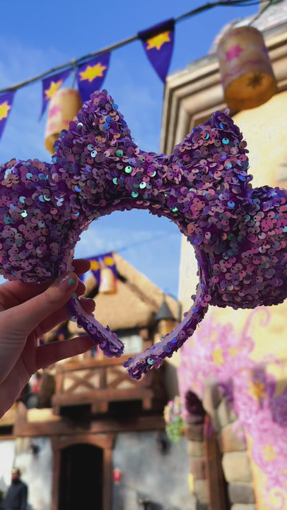 Flower Gleam & Glow - Purple/Pink Sequin Minnie Ears