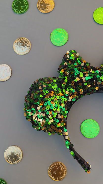 Feeling Lucky? Green & Gold Sequin Minnie Ears
