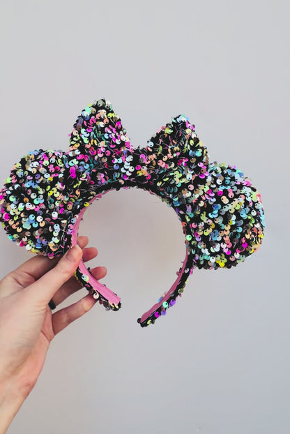Electric Rainbow Sequin Inspired Minnie Ears
