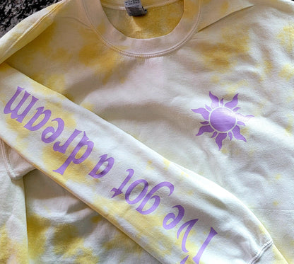 Rapunzel Inspired Tie Dye Sweatshirt