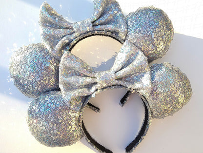Epcot Silver Sequin Minnie Ears