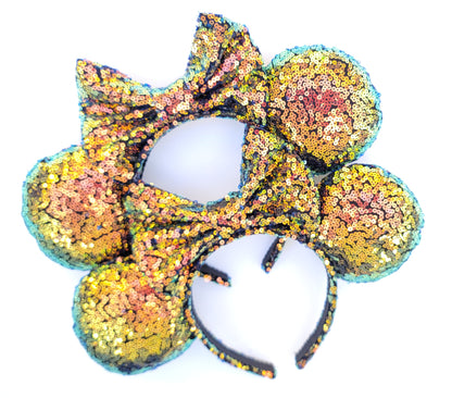 Be Brave Orange/Green Iridescent Sequin Minnie Ears