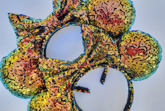 Be Brave Orange/Green Iridescent Sequin Minnie Ears
