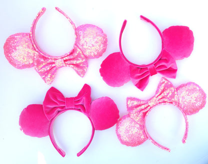 Hot Pink Velvet Minnie Ears