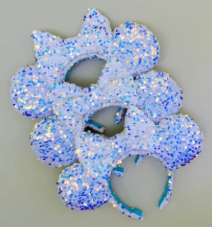 Ice Palace for One White Sequin Minnie Ears