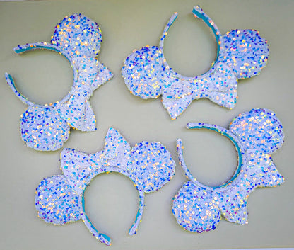 Ice Palace for One White Sequin Minnie Ears
