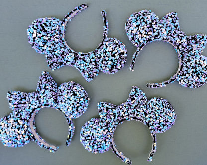 Cotton Candy Blue/Pink Sequin Inspired Minnie Ears