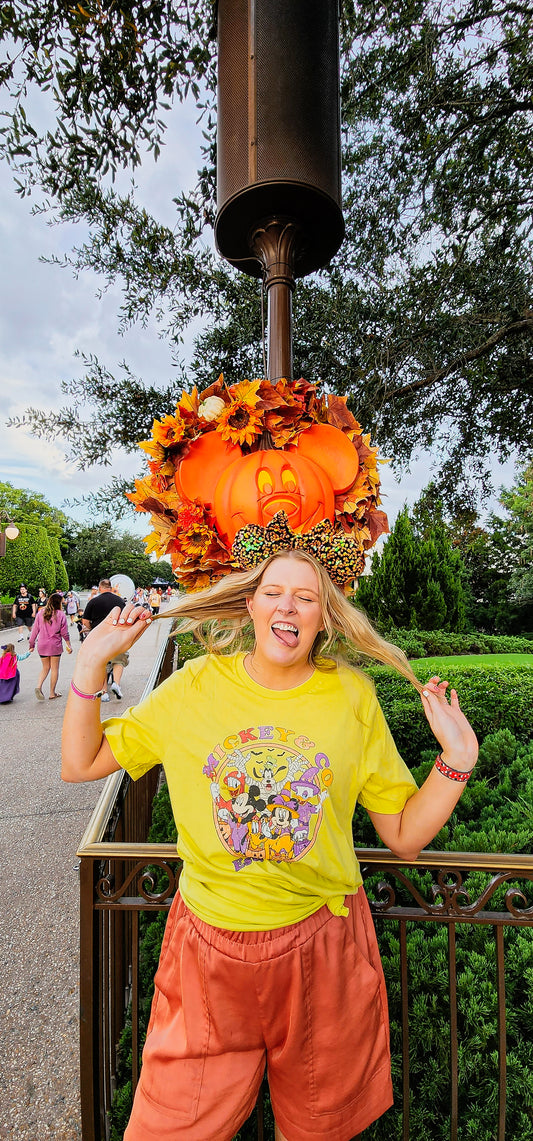 This is Halloween Orange/Black Sequin Inspired Minnie Ears